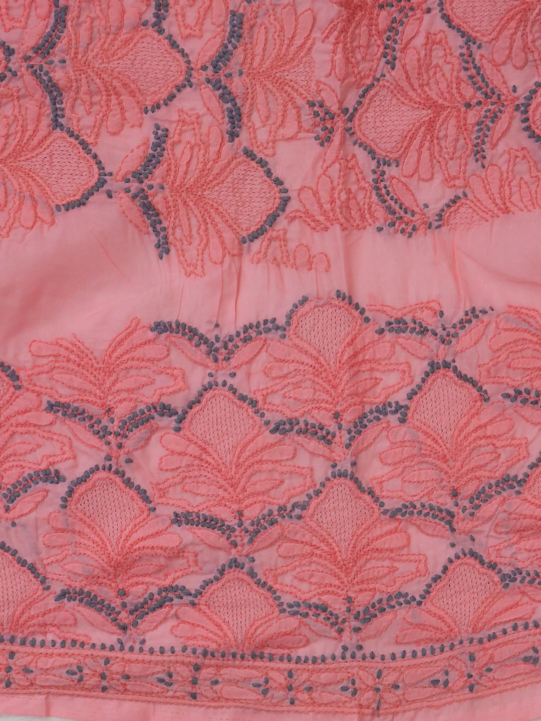 Ada Hand Embroidered Brink Pink Cotton Lucknowi Chikankari Unstitched Kurta Dupatta Set 01A82065