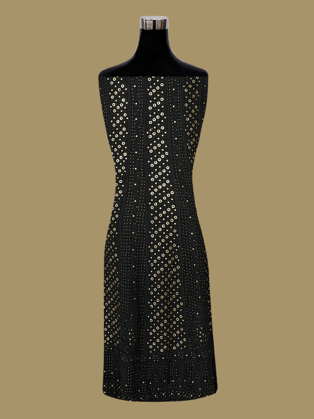 Ada Hand Embroidered Black Viscose Georgette Lucknowi Chikankari Semi-Stitched Anarkali Kurta Dupatta Set With Muqaish Work 01A533104