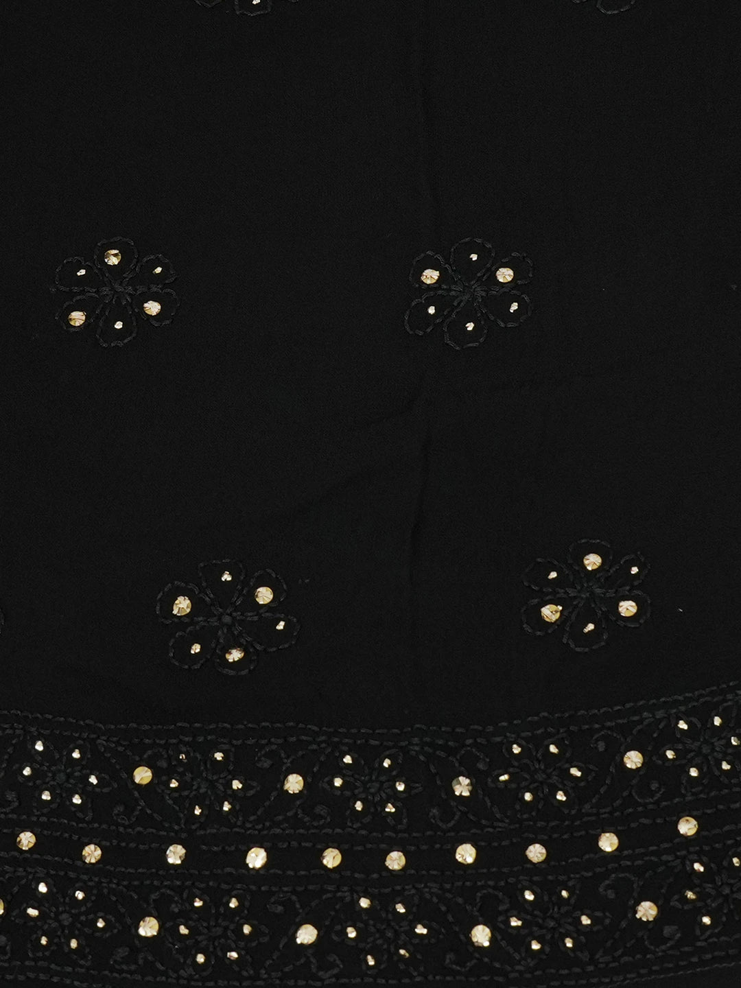 Ada Hand Embroidered Black Viscose Georgette Lucknowi Chikankari Semi-Stitched Anarkali Kurta Dupatta Set With Muqaish Work 01A533104