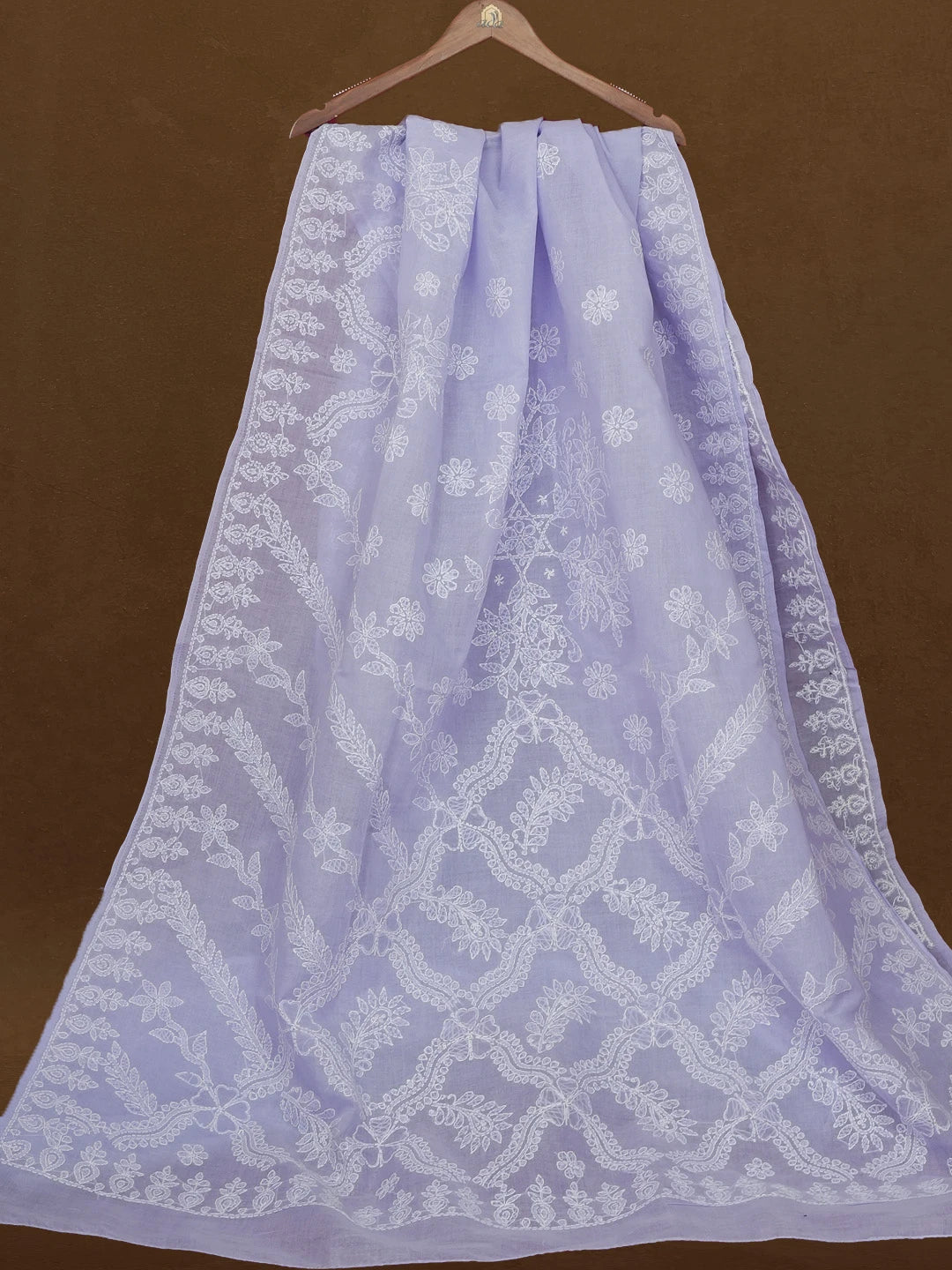 Ada Hand Embroidered Mauve Cotton Lucknowi Chikankari Saree With Blouse 01A521023
