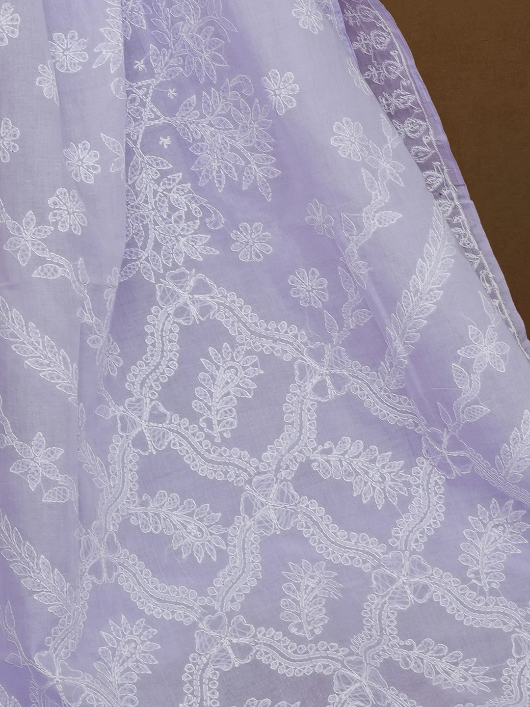Ada Hand Embroidered Mauve Cotton Lucknowi Chikankari Saree With Blouse 01A521023