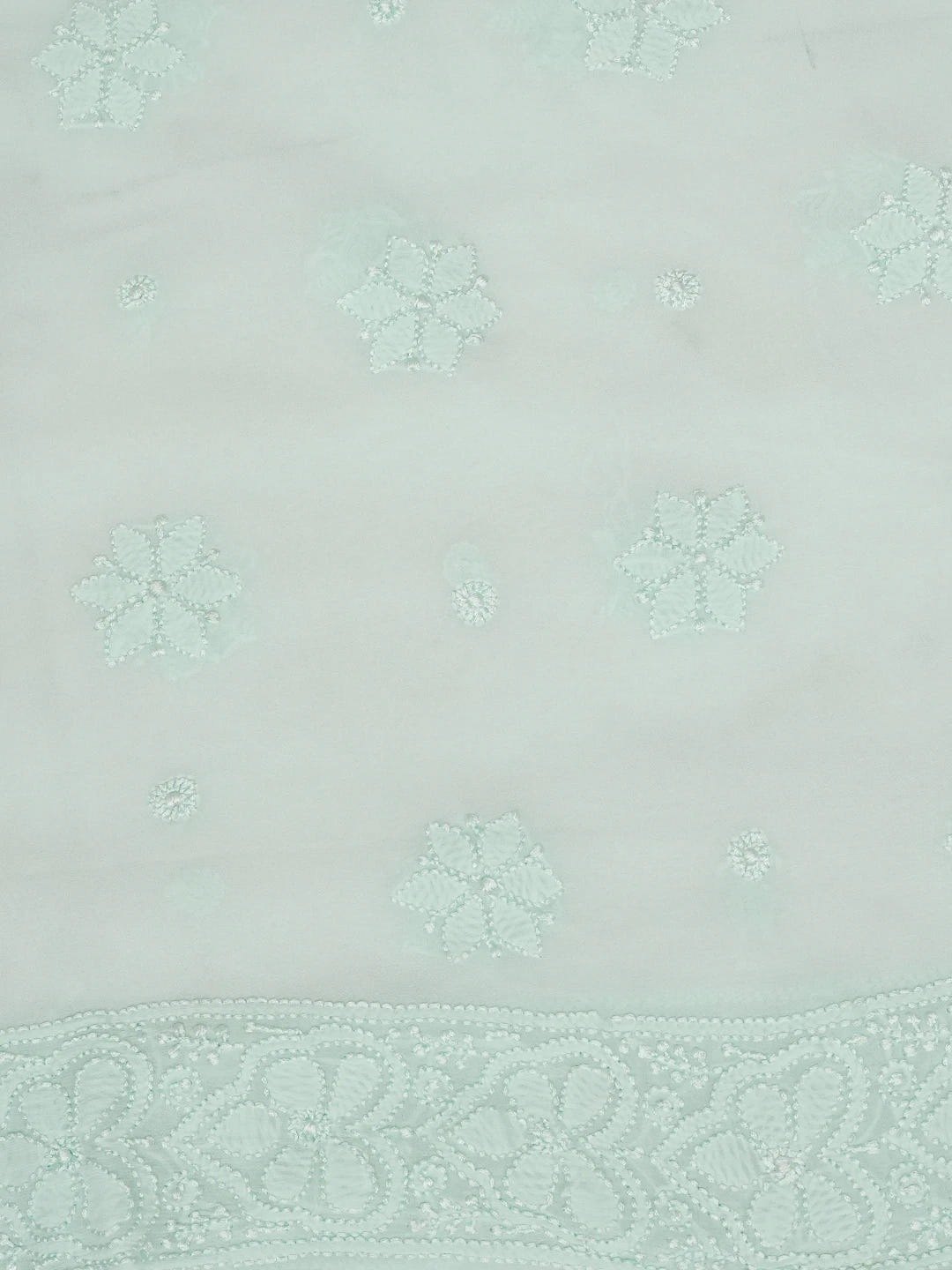 Ada Hand Embroidered Sea Green Viscose Georgette Lucknowi Chikankari Unstitched Kurta Dupatta Set 01A612313