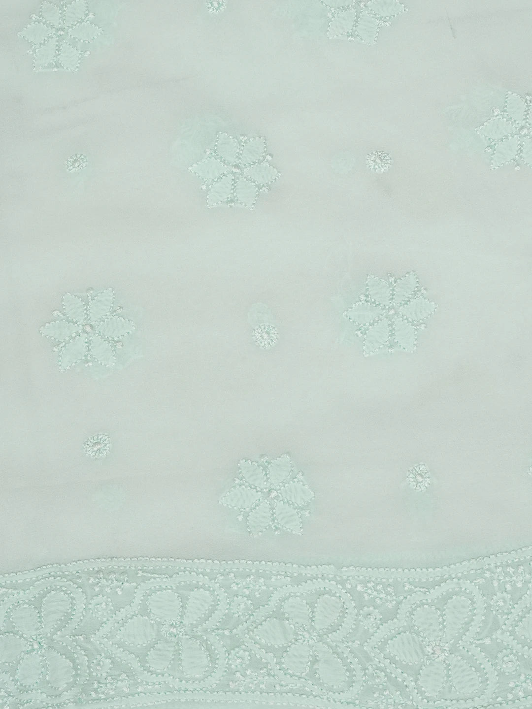 Ada Hand Embroidered Sea Green Viscose Georgette Lucknowi Chikankari Unstitched Kurta Dupatta Set 01A612313