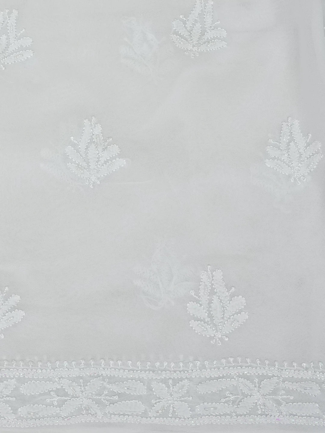 Ada Hand Embroidered Alice Blue Viscose Georgette Lucknowi Chikankari Unstitched Kurta Dupatta Set with Cutdana Work 01A612334