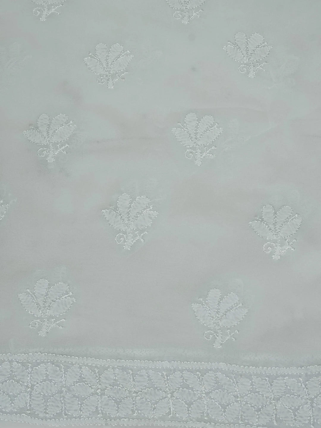 Ada Hand Embroidered Light Blue Viscose Georgette Lucknowi Chikankari Unstitched Kurta Dupatta Set 01A612323