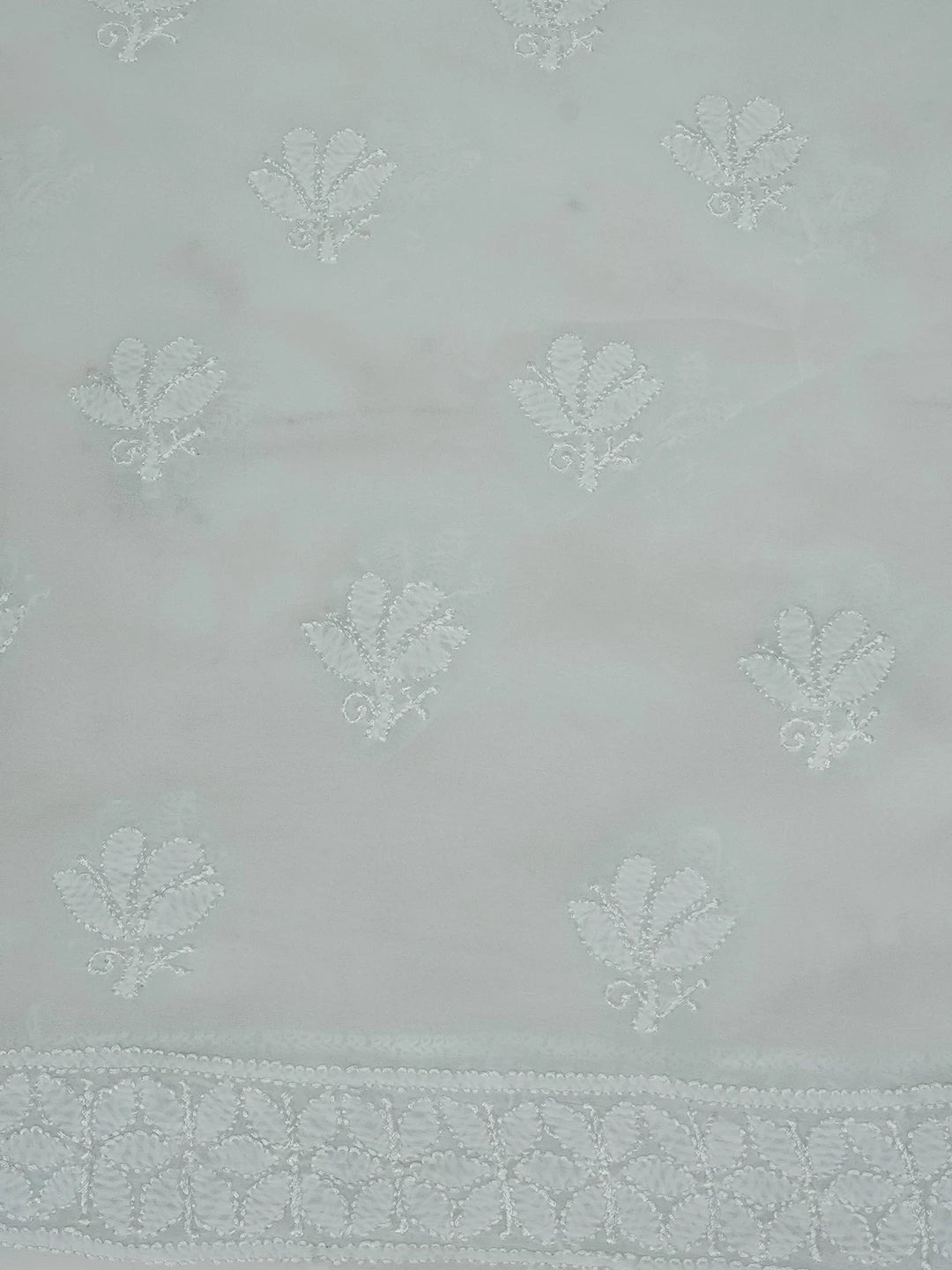 Ada Hand Embroidered Light Blue Viscose Georgette Lucknowi Chikankari Unstitched Kurta Dupatta Set 01A612323
