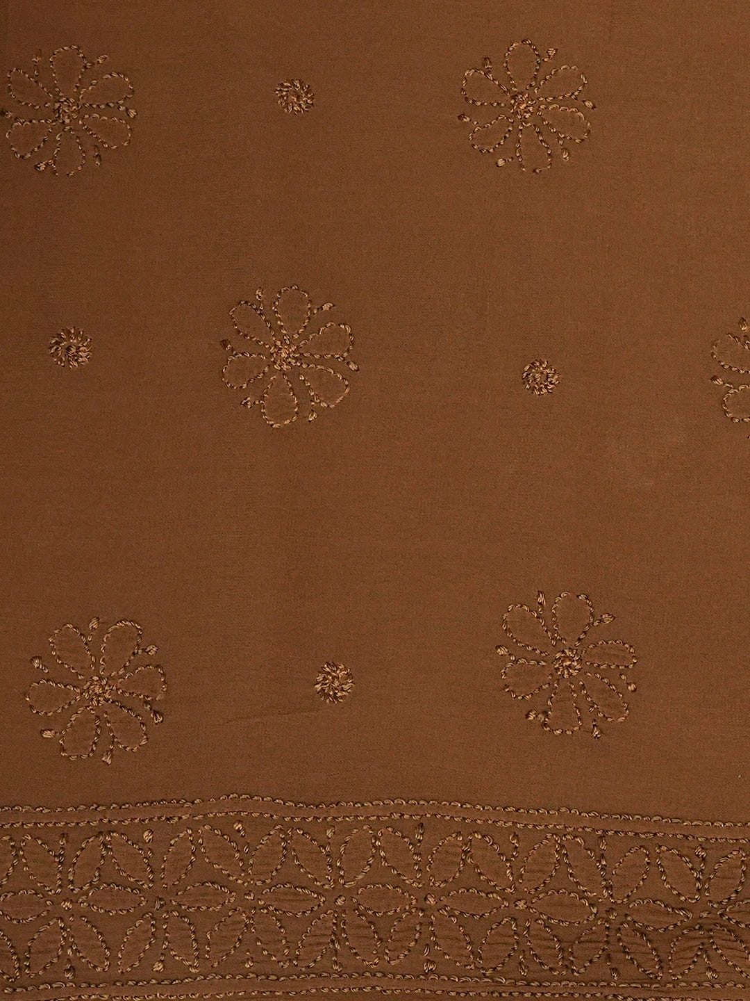 Ada Hand Embroidered Brown Viscose Georgette Lucknowi Chikankari Unstitched Kurta Dupatta Set 01A612314