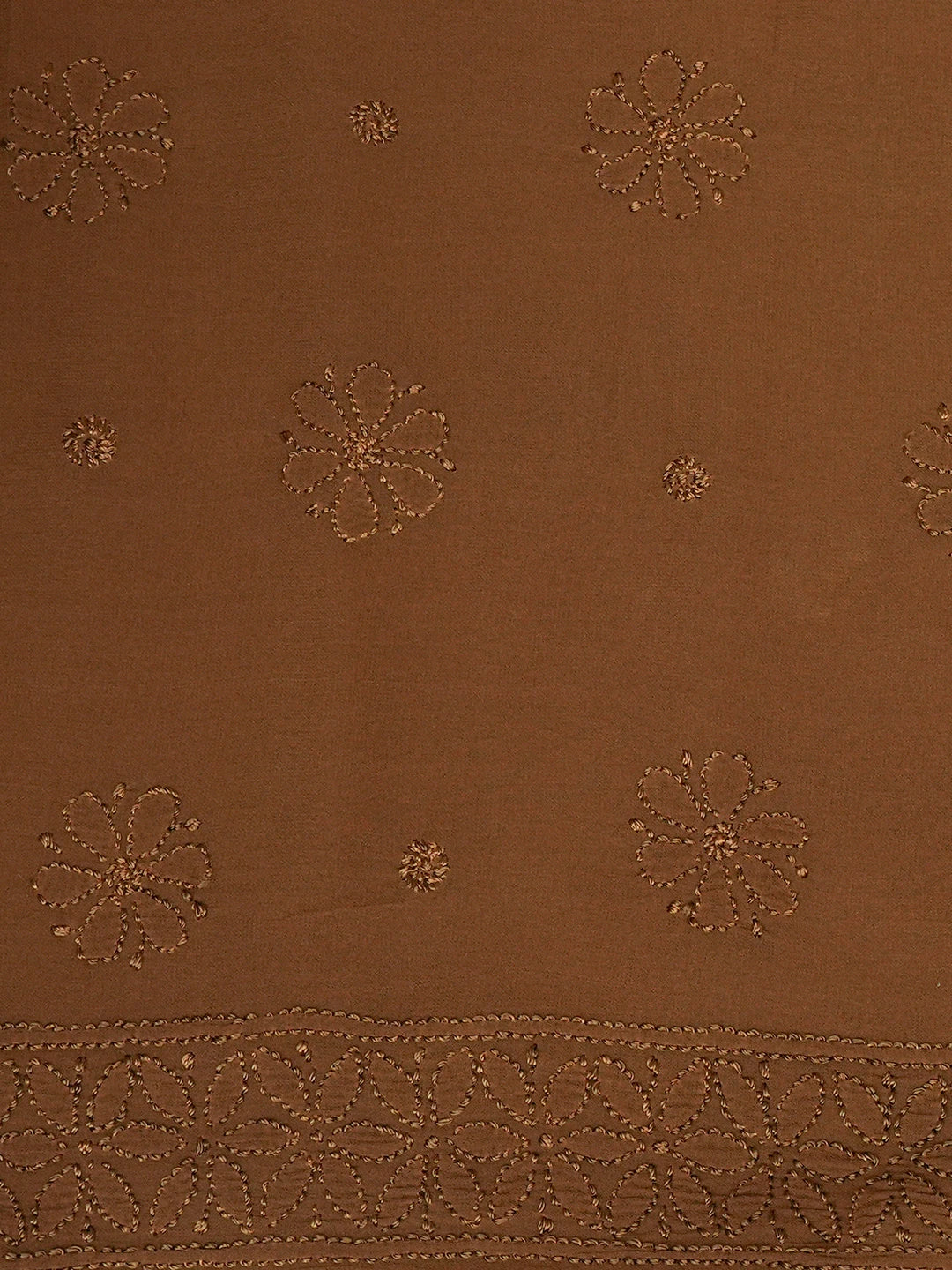 Ada Hand Embroidered Brown Viscose Georgette Lucknowi Chikankari Unstitched Kurta Dupatta Set 01A612314
