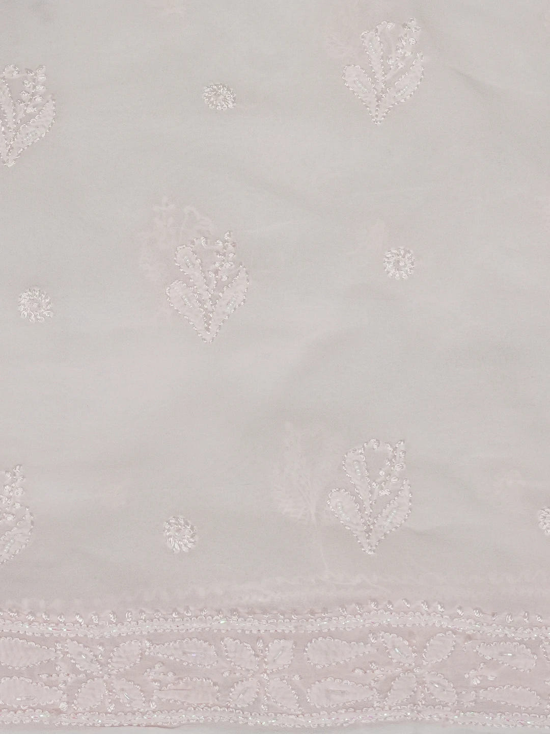 Ada Hand Embroidered Tea Rose Pink Viscose Georgette Lucknowi Chikankari Unstitched Kurta Dupatta Set with Sequinned Work 01A612329