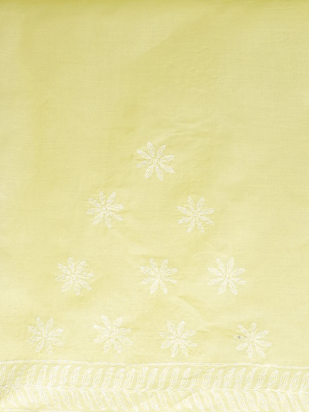 Ada Hand Embroidered Lemon Yellow Cotton Lucknowi Chikankari Saree With Blouse 01A551336