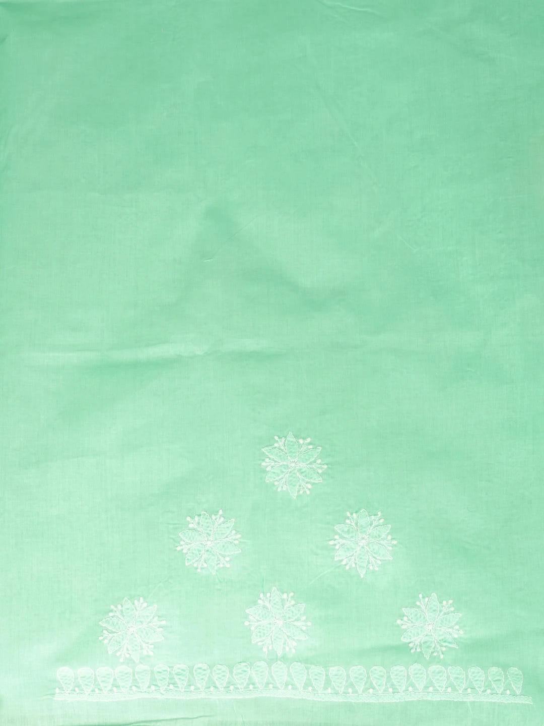 Ada Hand Embroidered Sea Green Cotton Lucknowi Chikankari Saree and Blouse 01A565094