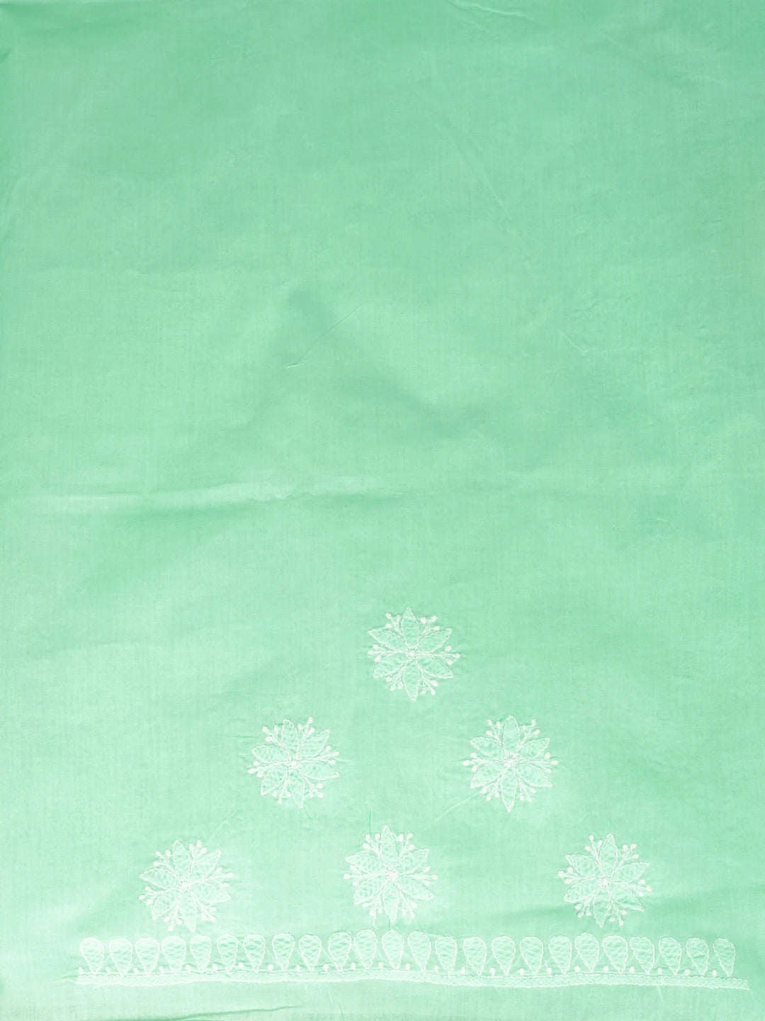Ada Hand Embroidered Sea Green Cotton Lucknowi Chikankari Saree and Blouse 01A565094