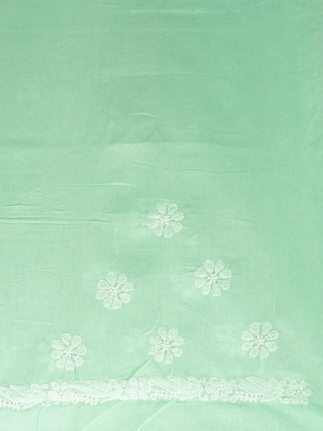 Ada Hand Embroidered Sea Green Cotton Lucknowi Chikankari Saree and Blouse 01A580301