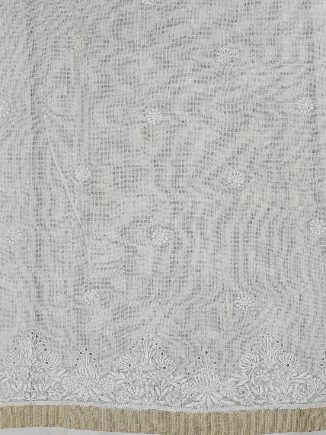 Ada Hand Embroidered Cream Kota Lucknowi Chikankari Saree with Blouse 01A600419