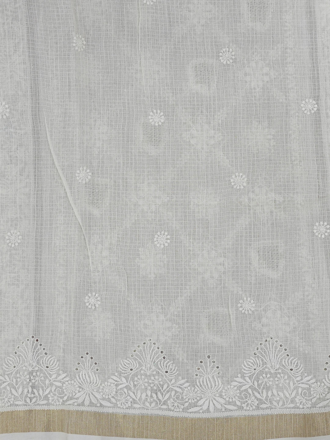 Ada Hand Embroidered Cream Kota Lucknowi Chikankari Saree with Blouse 01A600419