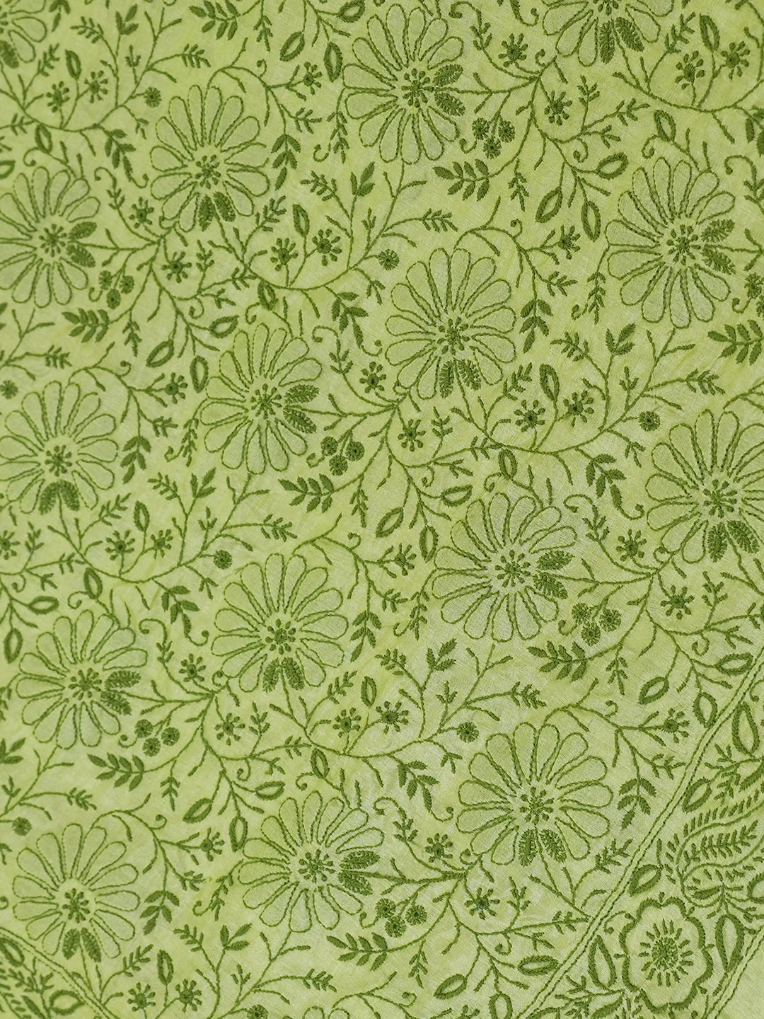 Ada Hand Embroidered Green Silk Lucknowi Chikankari Saree and Blouse 01A596687