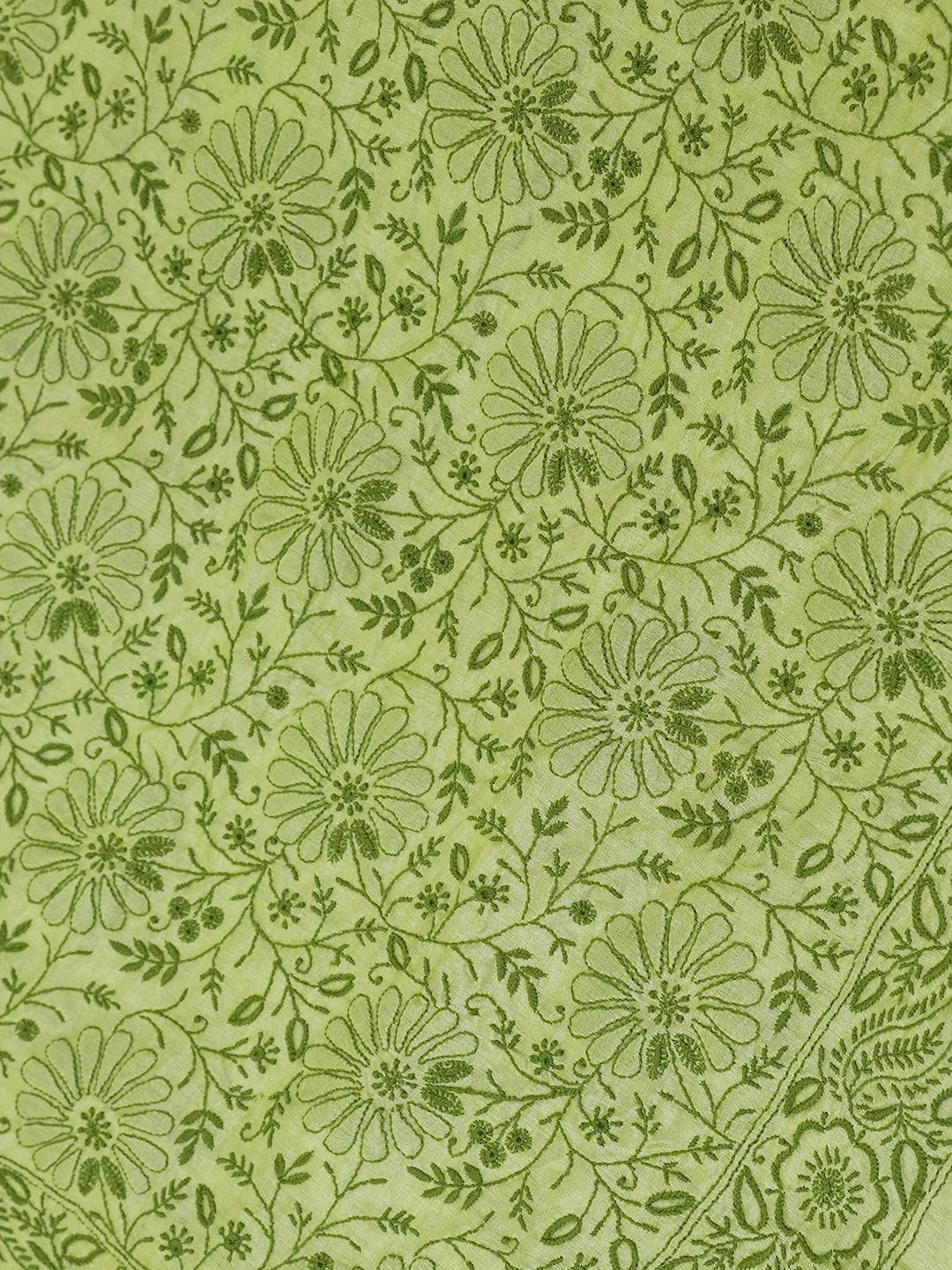 Ada Hand Embroidered Green Silk Lucknowi Chikankari Saree and Blouse 01A596687
