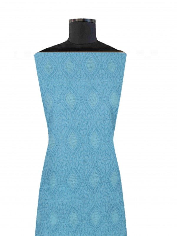 Ada Hand Embroidered Blue Cotton Lucknowi Chikankari Unstitched Suit Piece 01A193629