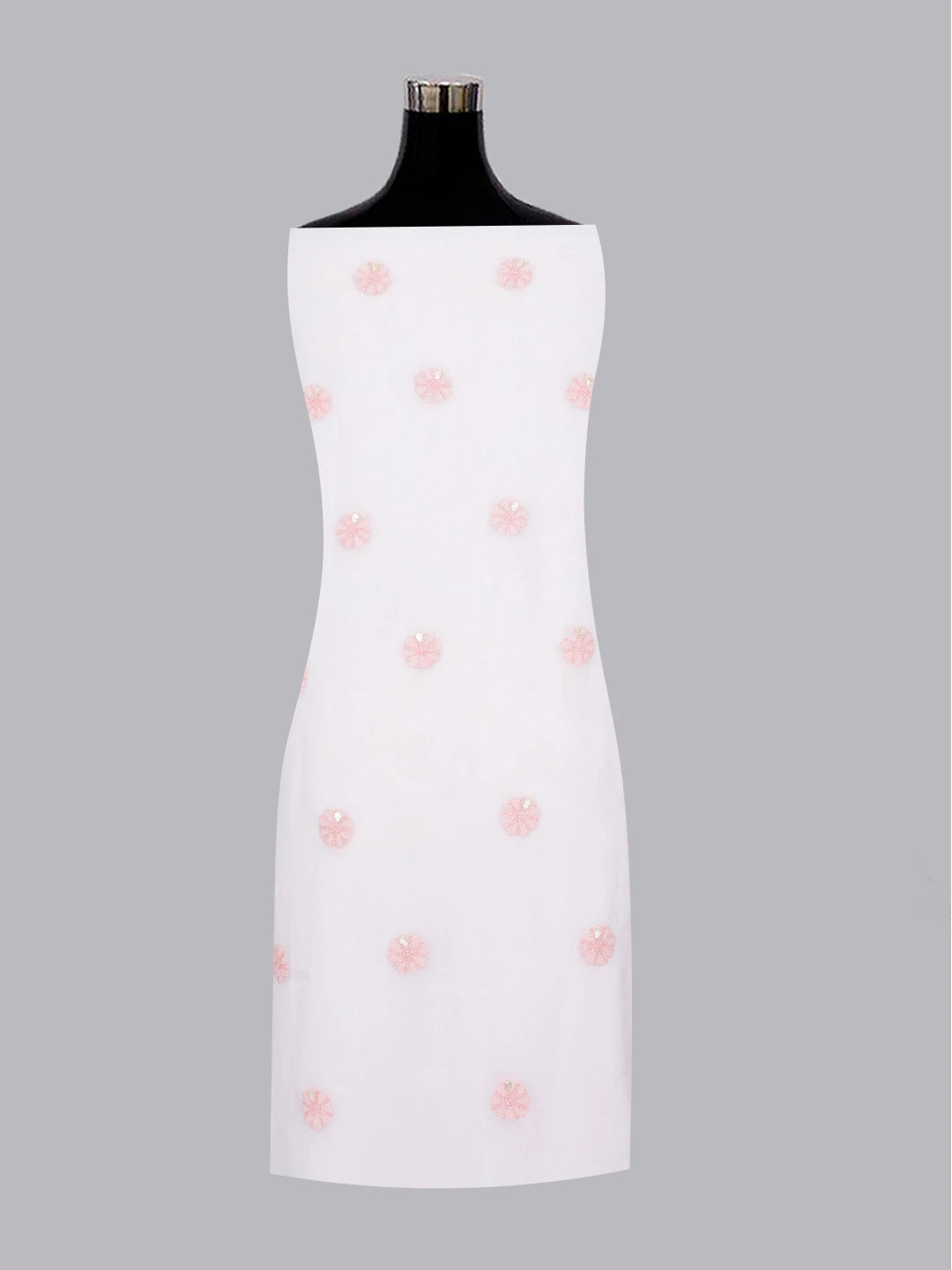 Ada Hand Embroidered White Georgette Lucknowi Chikankari Unstitched Kurta Piece with Gota Patti Work 01A614072