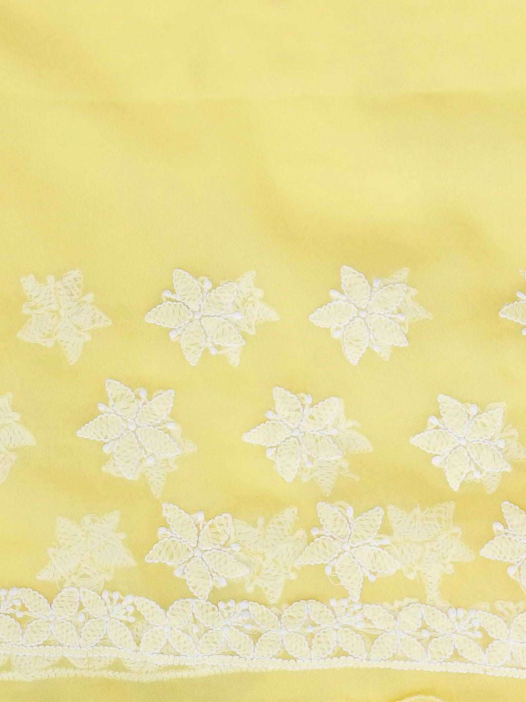 Ada Hand Embroidered Yellow Georgette Lucknowi Chikankari Saree with Blouse 01A596507
