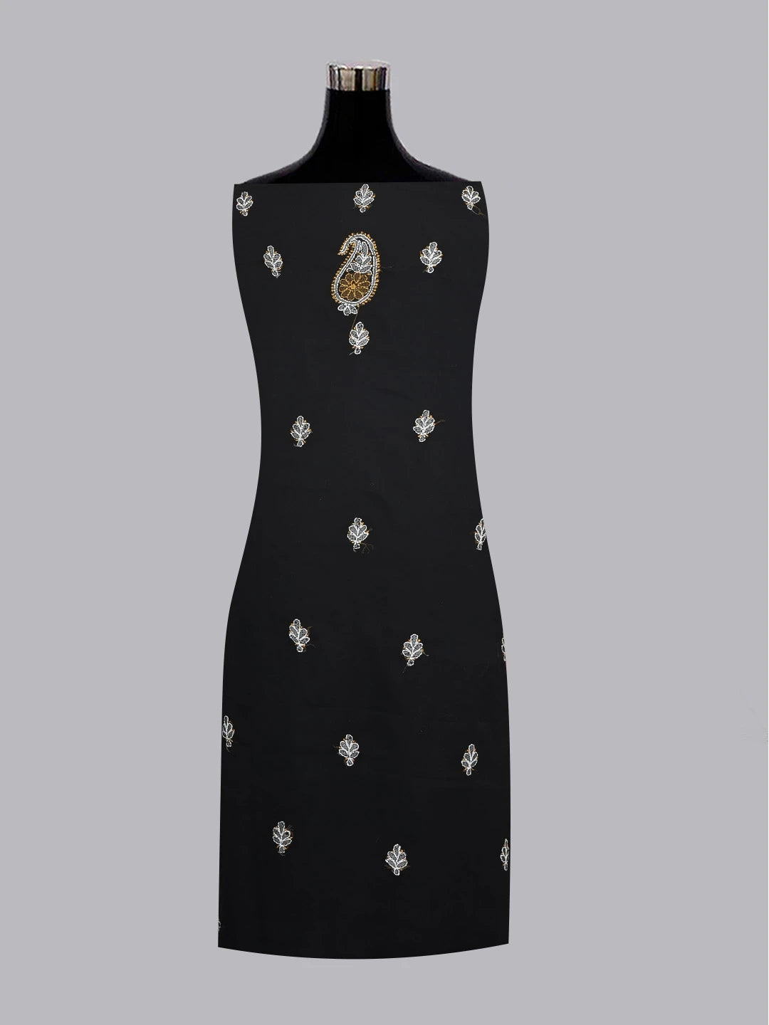Ada Hand Embroidered Black Faux Georgette Lucknowi Chikankari Unstitched Kurta Piece 01A445383