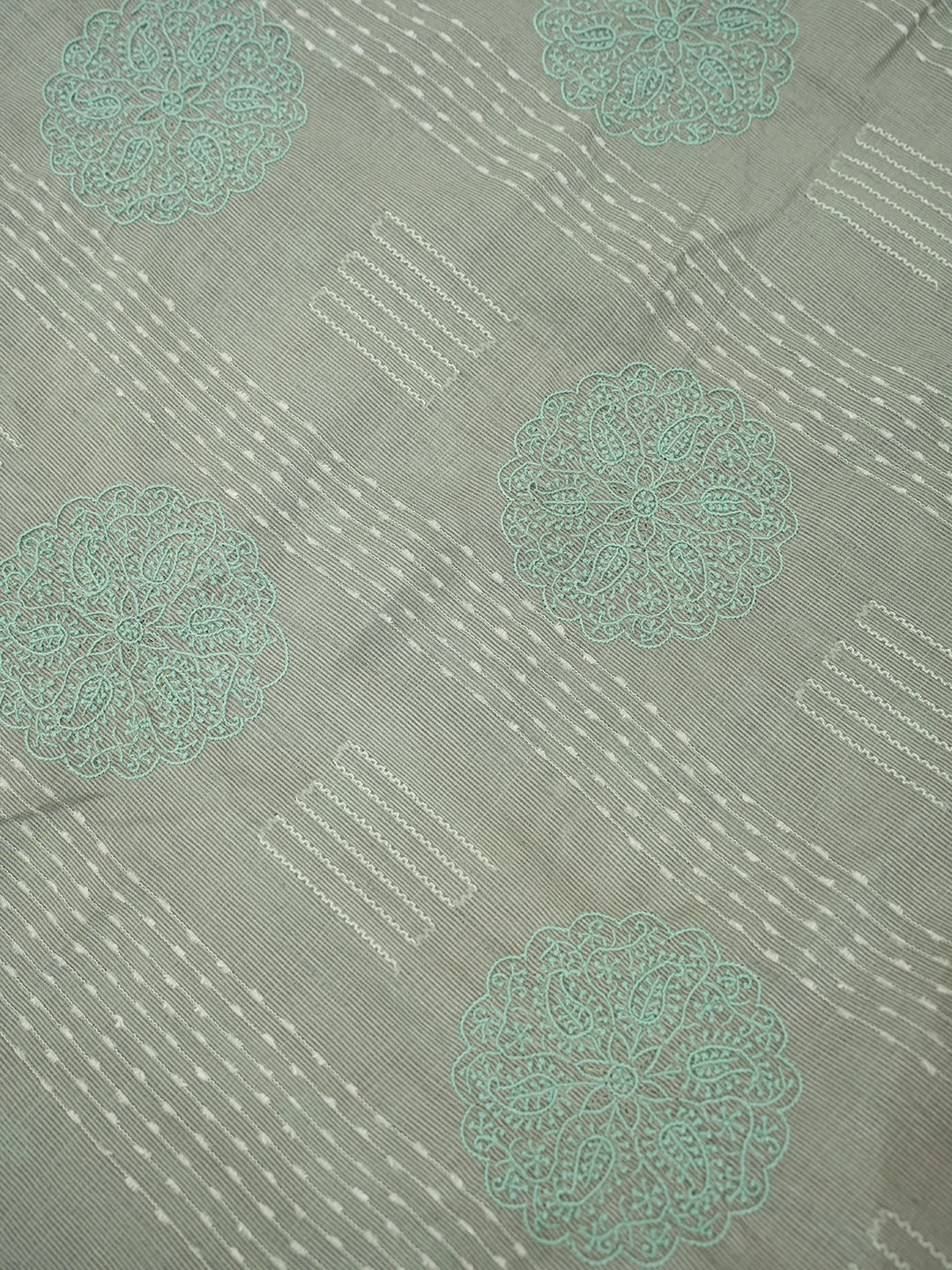 Ada Hand Embroidered Grey Silk Lucknowi Chikankari Saree and Blouse 01A376431