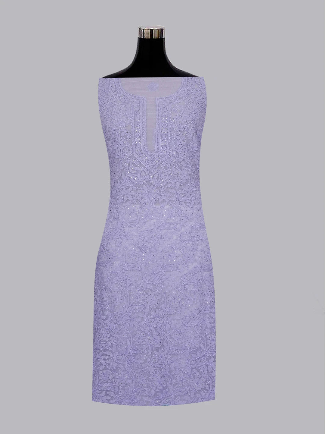 Ada Hand Embroidered Mauve Georgette Lucknowi Chikankari Unstitched Kurta Piece With Muqaish Work 01A614086
