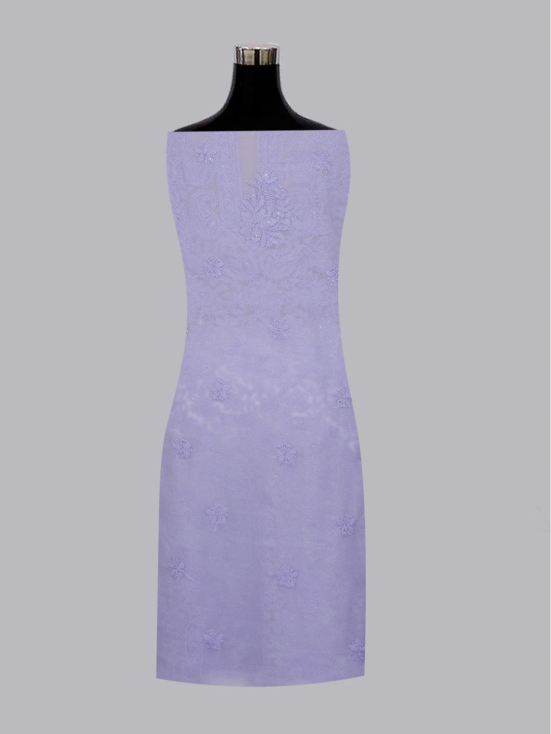 Ada Hand Embroidered Mauve Georgette Lucknowi Chikankari Unstitched Kurta Piece With Muqaish Work 01A614086