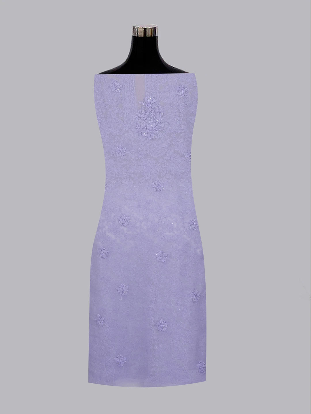 Ada Hand Embroidered Mauve Georgette Lucknowi Chikankari Unstitched Kurta Piece With Muqaish Work 01A614086