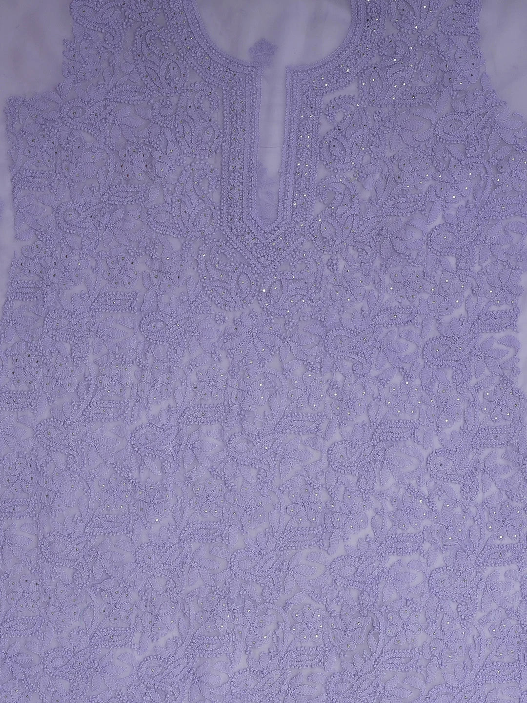 Ada Hand Embroidered Mauve Georgette Lucknowi Chikankari Unstitched Kurta Piece With Muqaish Work 01A614086
