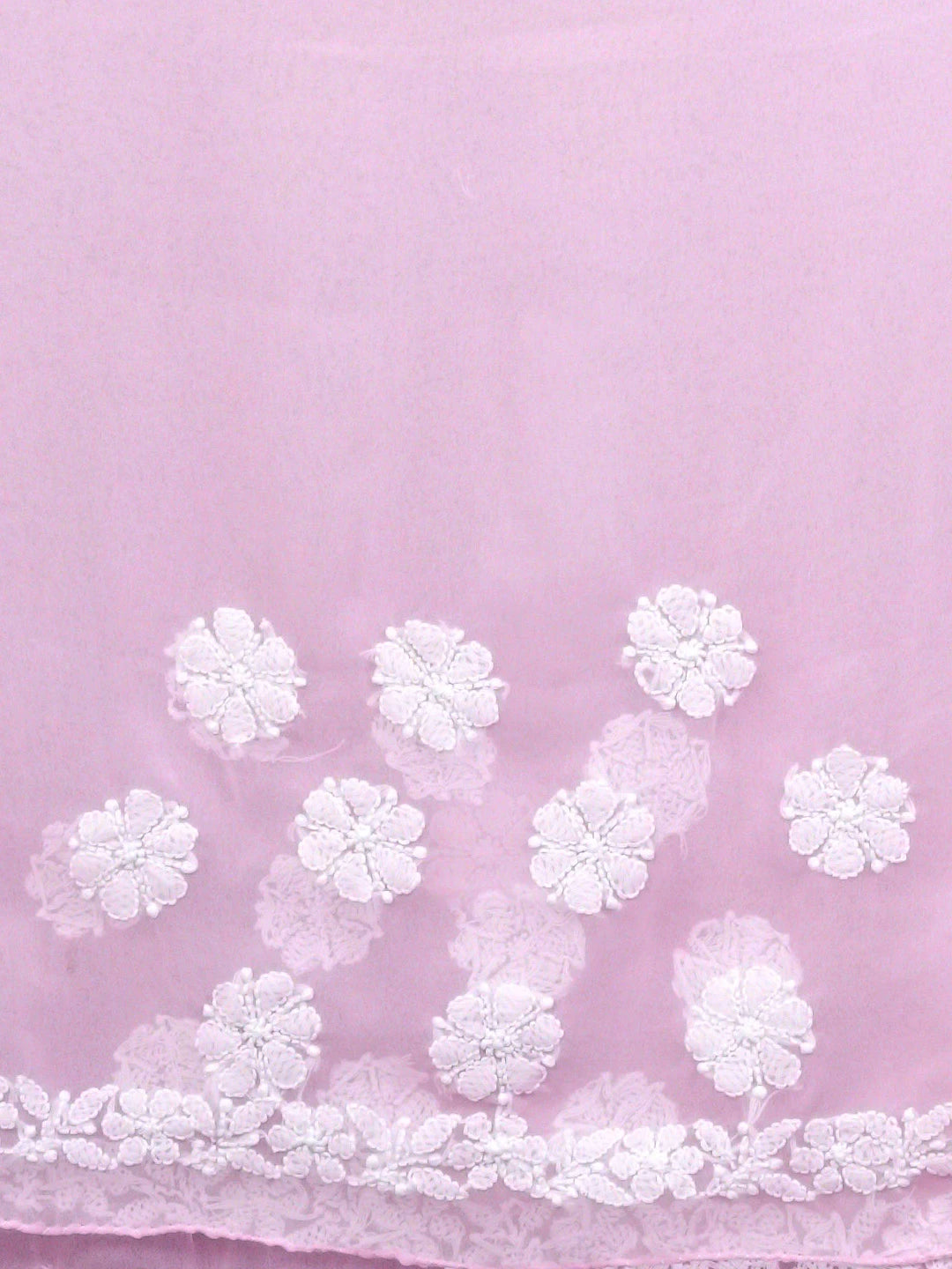 Ada Hand Embroidered Pink Georgette Lucknowi Chikankari Saree With Blouse 01A596373
