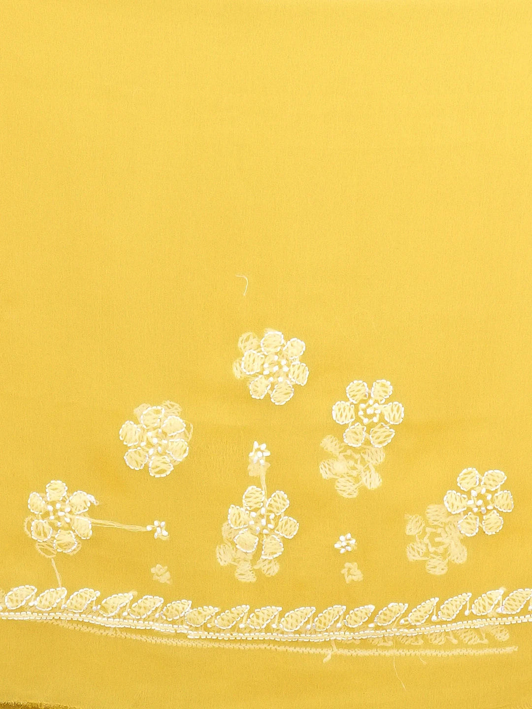 Ada Hand Embroidered Yellow Georgette Lucknowi Chikankari Saree With Blouse 01A489537
