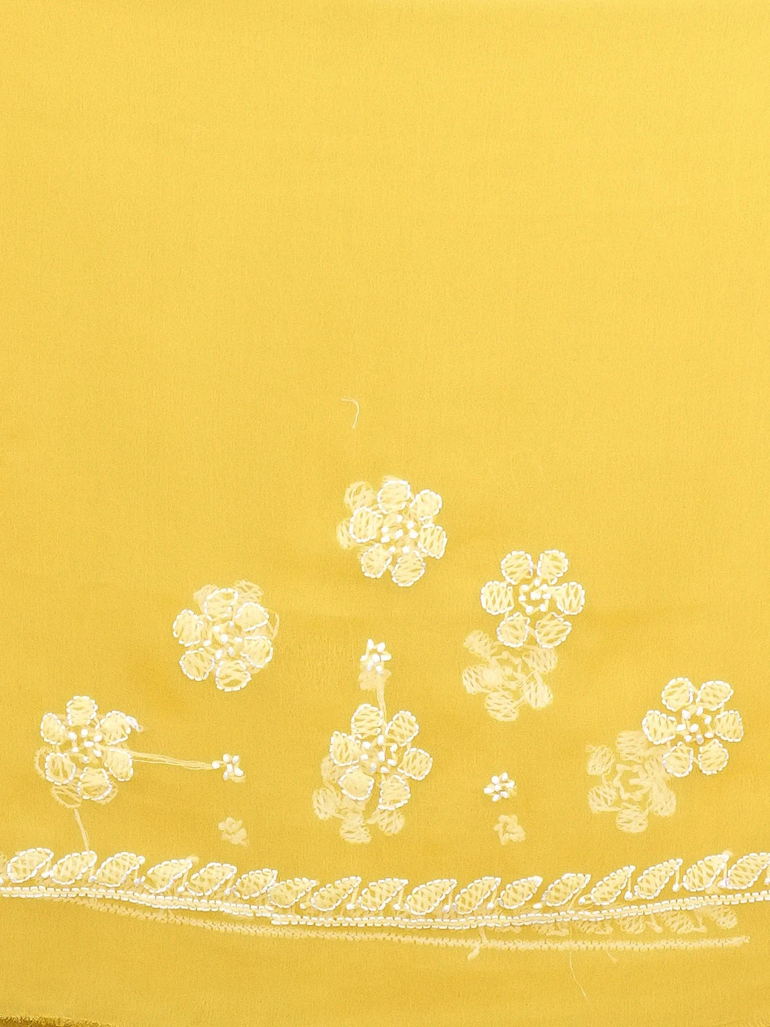 Ada Hand Embroidered Yellow Georgette Lucknowi Chikankari Saree With Blouse 01A489537