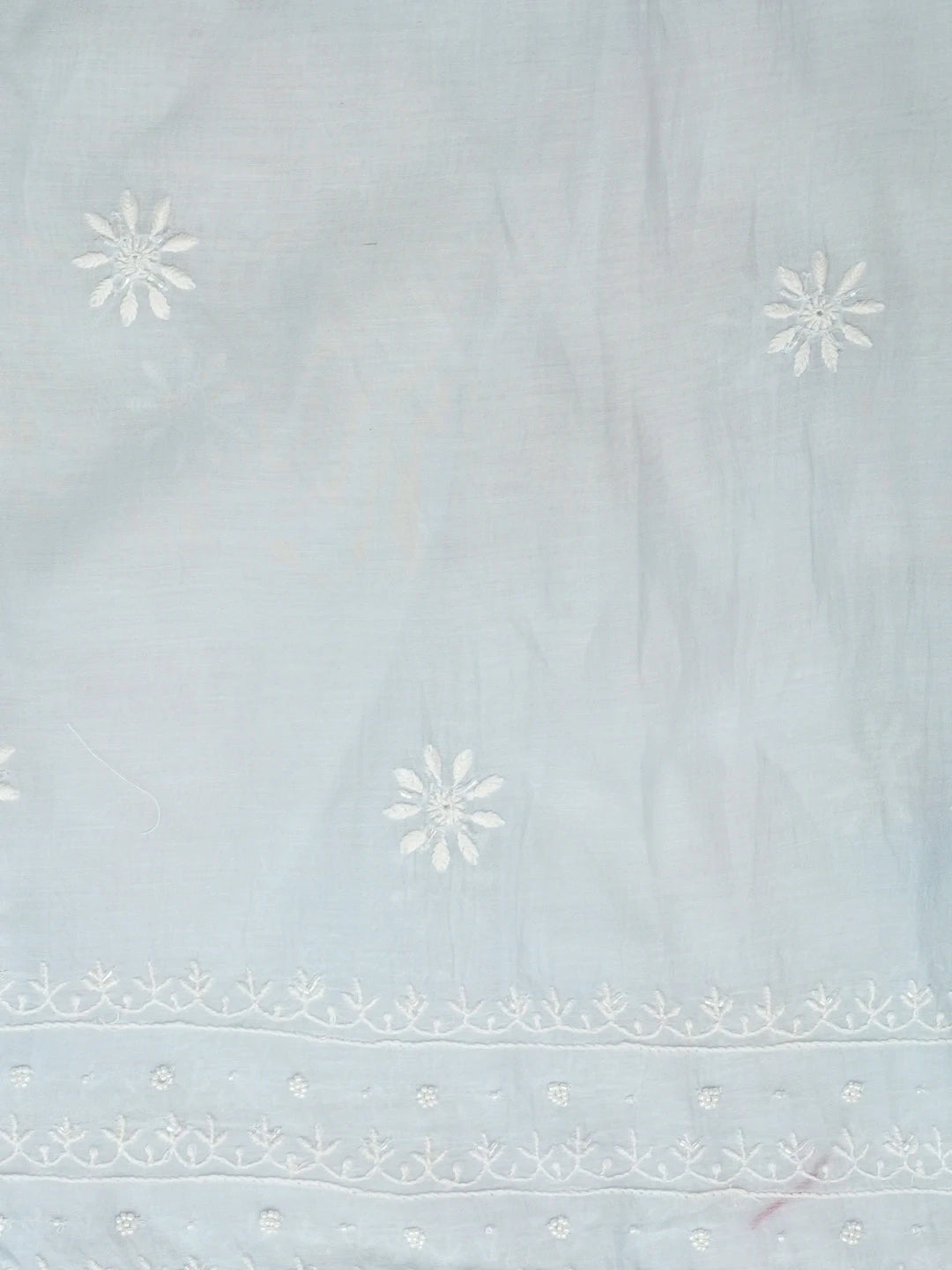 Ada Hand Embroidered Jordy Blue Chanderi Lucknowi Chikankari Unstitched Kurta Dupatta Set With Cutdana Work 01A616618