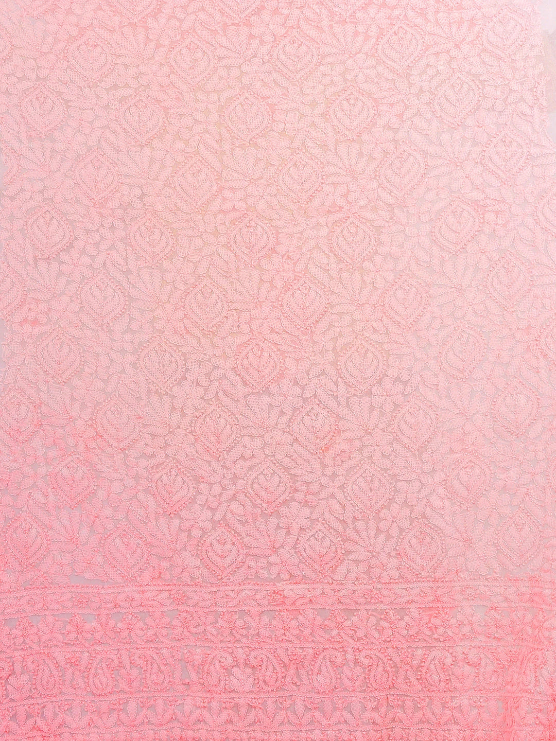 Ada Hand Embroidered Pink Georgette Lucknowi Chikankari Unstitched Kurta Piece 01A614062