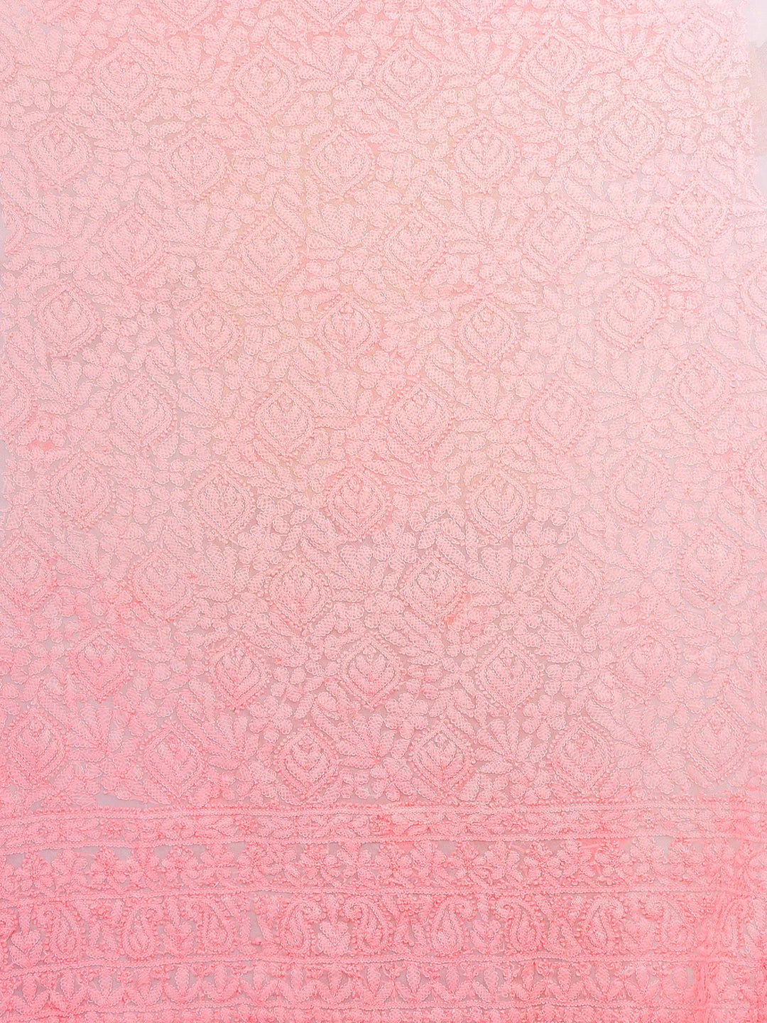 Ada Hand Embroidered Pink Georgette Lucknowi Chikankari Unstitched Kurta Piece 01A614062