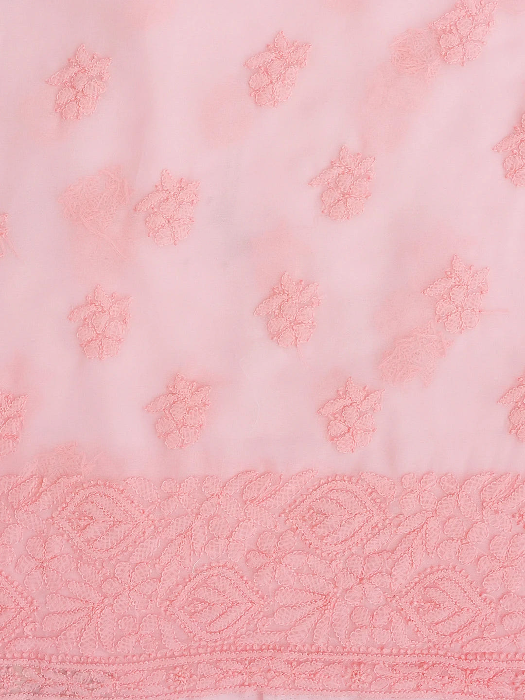 Ada Hand Embroidered Pink Georgette Lucknowi Chikankari Unstitched Kurta Piece 01A614062