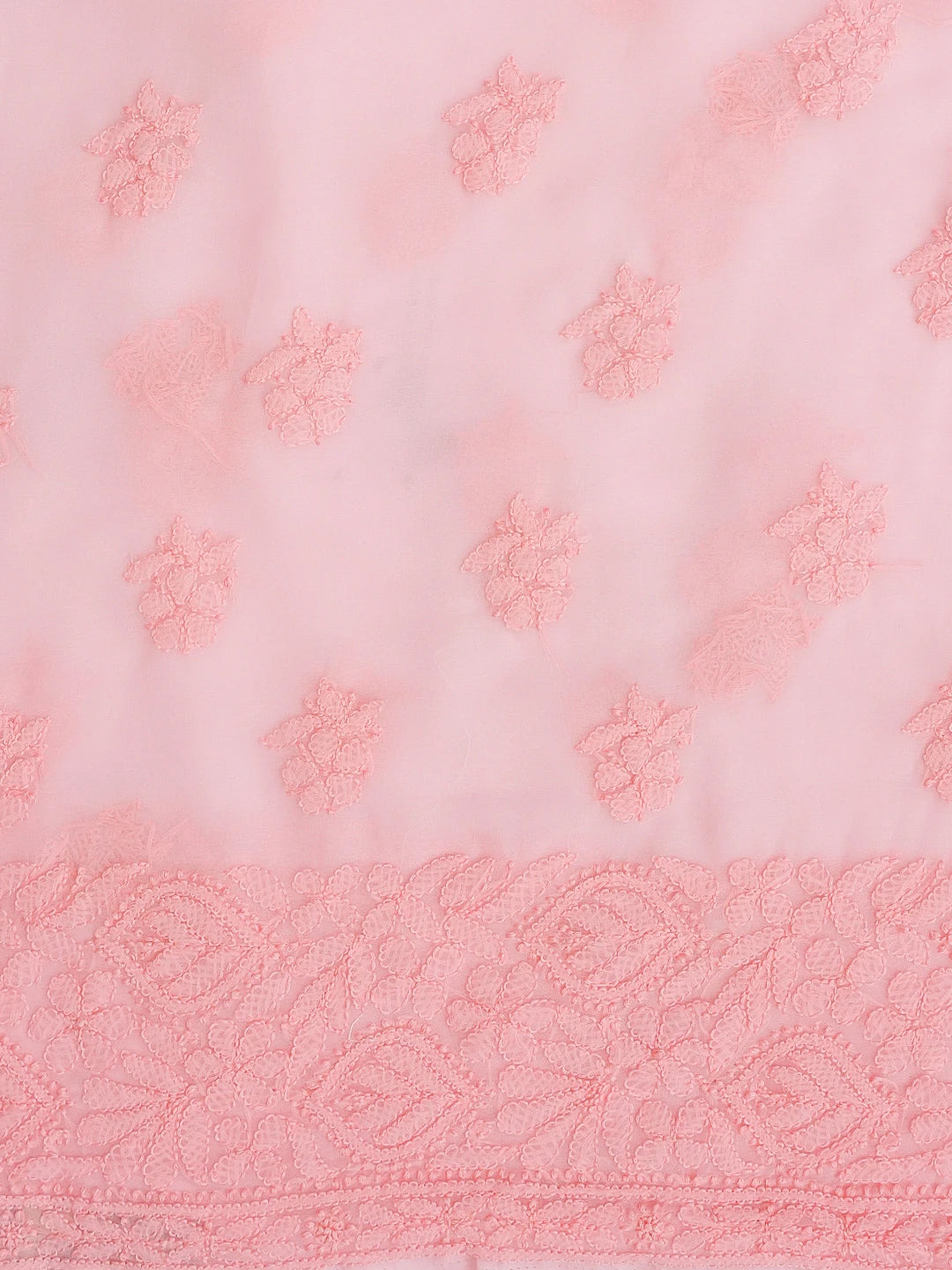 Ada Hand Embroidered Pink Georgette Lucknowi Chikankari Unstitched Kurta Piece 01A614062