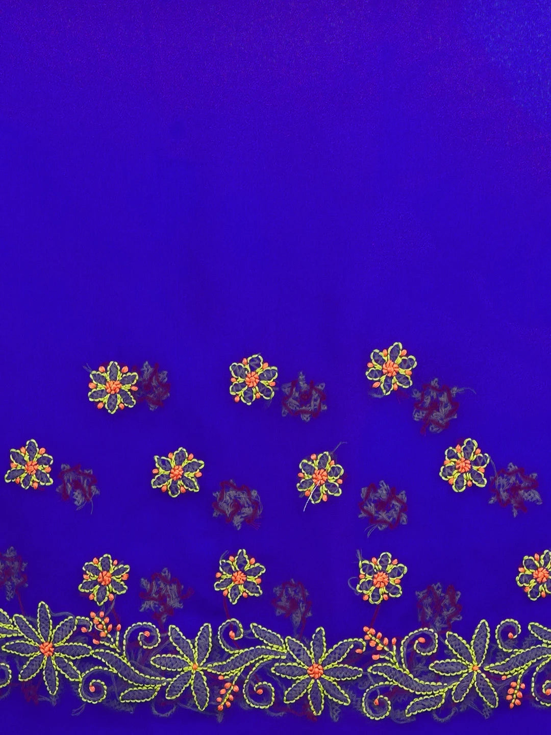 Ada Hand Embroidered Royal  Blue Georgette Lucknowi Chikankari Saree With Blouse 01A238165