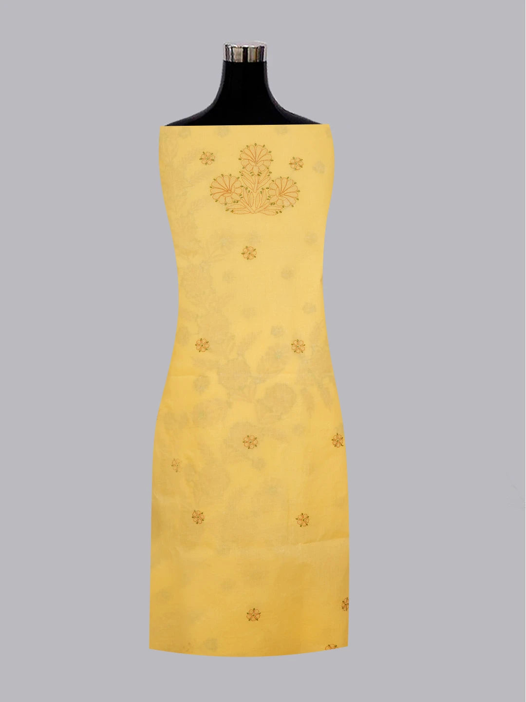 Ada Hand Embroidered Mustard Cotton Lucknowi Chikankari Unstitched Suit Piece 01A613585