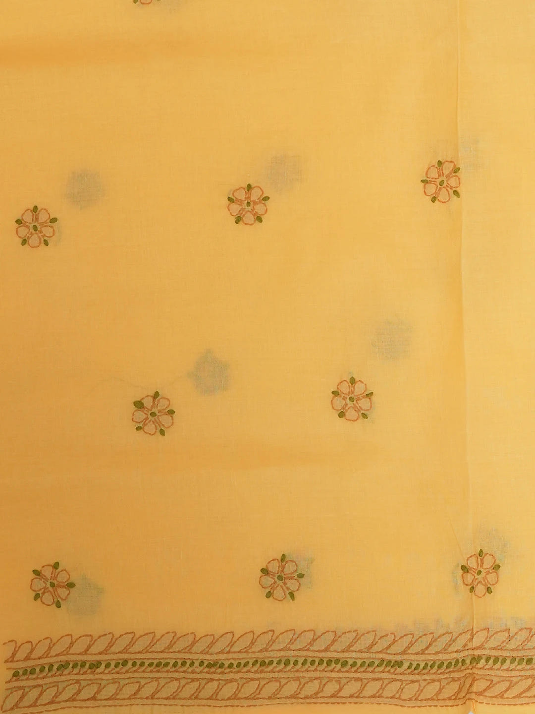 Ada Hand Embroidered Mustard Cotton Lucknowi Chikankari Unstitched Suit Piece 01A613585