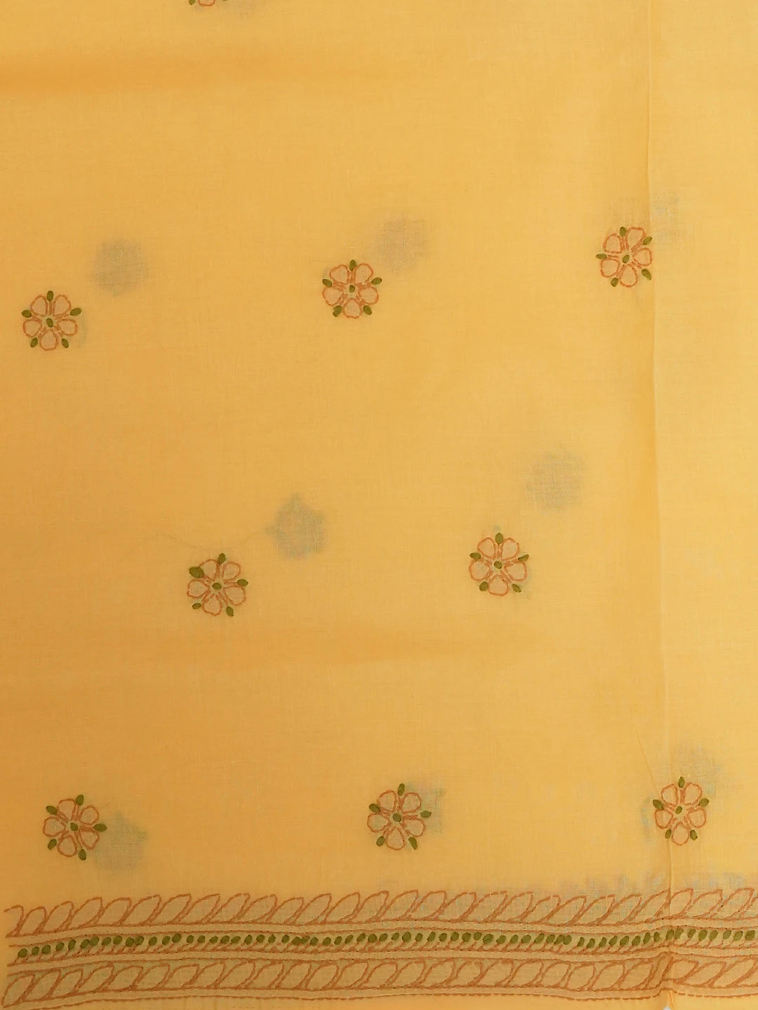 Ada Hand Embroidered Mustard Cotton Lucknowi Chikankari Unstitched Suit Piece 01A613585
