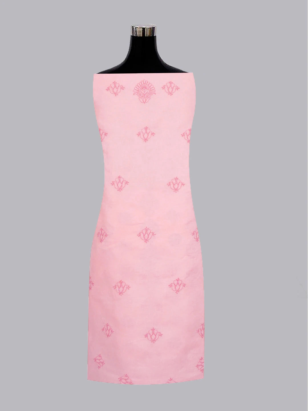 Ada Hand Embroidered Pink Cotton Lucknowi Chikankari Unstitched Suit Piece 01A614367