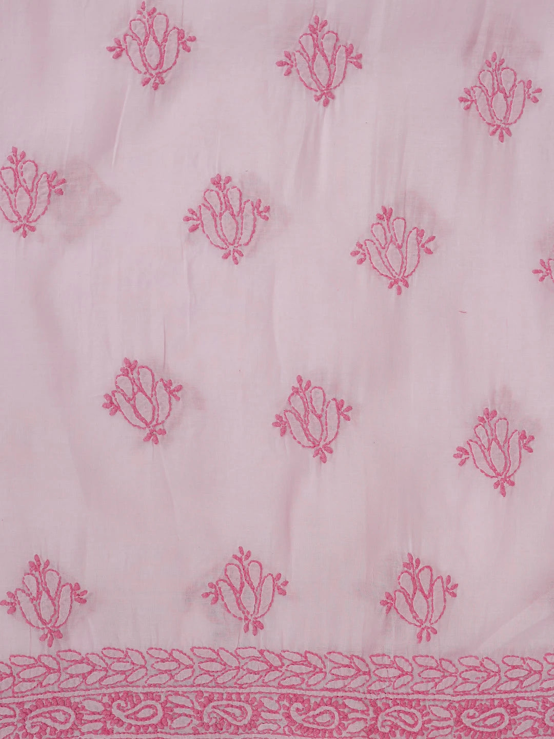 Ada Hand Embroidered Pink Cotton Lucknowi Chikankari Unstitched Suit Piece 01A614367