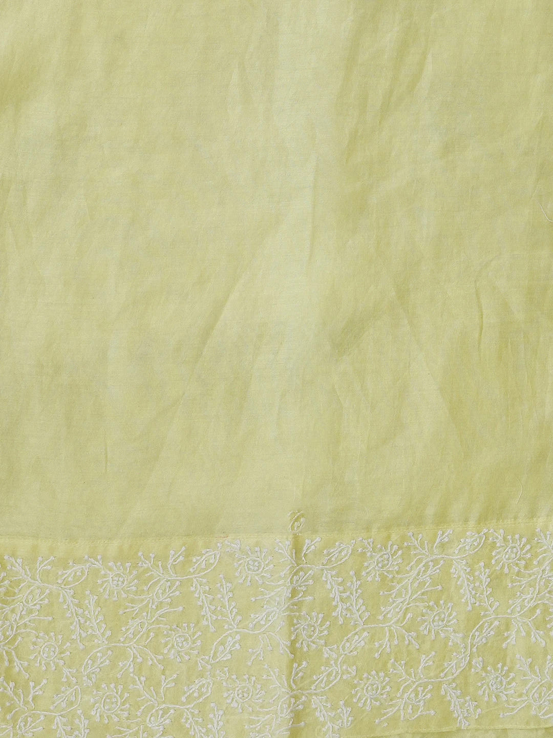 Ada Hand Embroidered Lemon Chanderi Lucknowi Chikankari Semi Stitched Anarkali Kurta Dupatta Set 01A215962