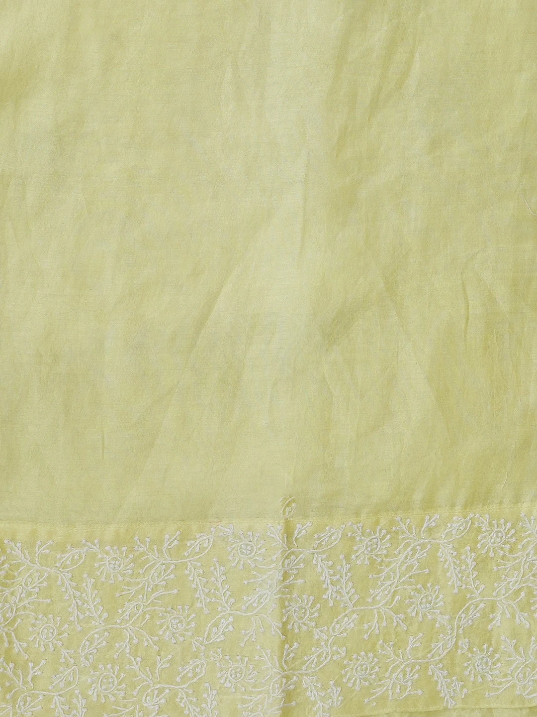 Ada Hand Embroidered Lemon Chanderi Lucknowi Chikankari Semi Stitched Anarkali Kurta Dupatta Set 01A215962
