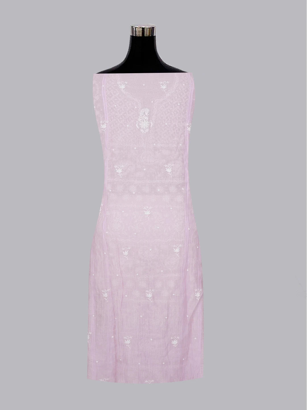 Ada Hand Embroidered Lavender Chanderi Lucknowi Chikankari Unstitched Kurta Dupatta Set With Pearl Work 01A583561
