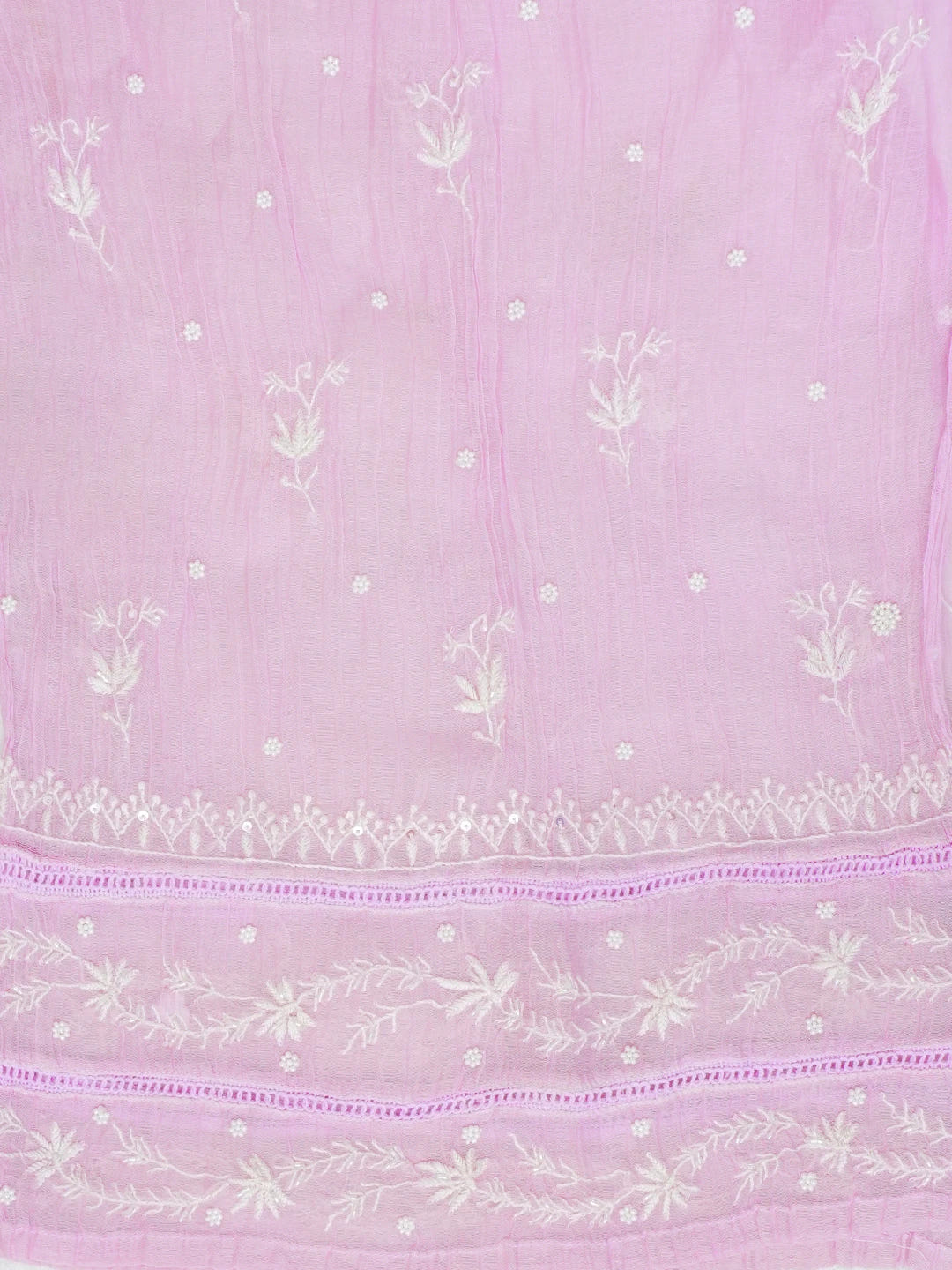 Ada Hand Embroidered Lavender Chanderi Lucknowi Chikankari Unstitched Kurta Dupatta Set With Pearl Work 01A583561