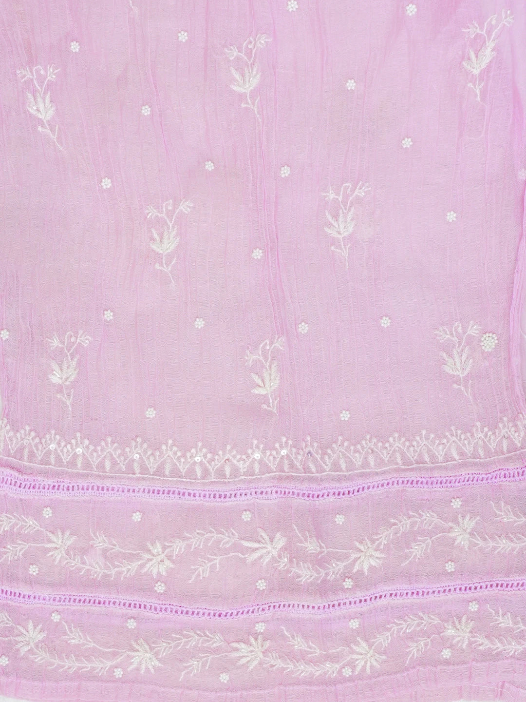 Ada Hand Embroidered Lavender Chanderi Lucknowi Chikankari Unstitched Kurta Dupatta Set With Pearl Work 01A583561