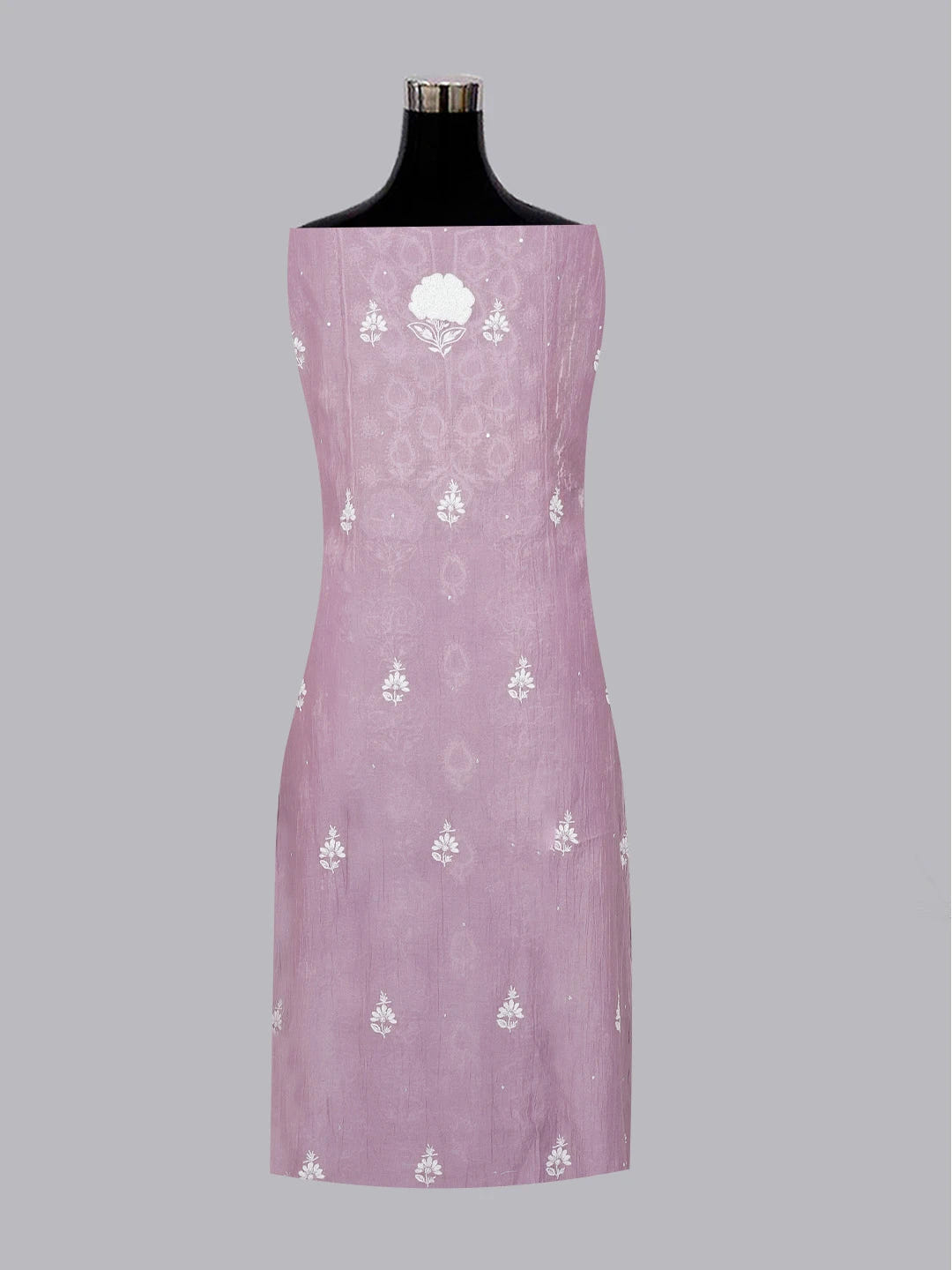 Ada Hand Embroidered Mauve Taupe Lucknowi Chikankari Unstitched Kurta Dupatta Set With Cutdana Work 01A607490